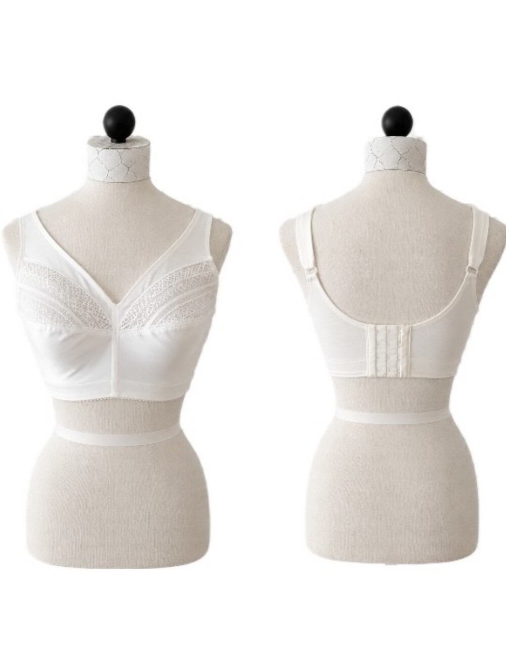 Vintage Exquisite Form Bra 34DD Style 584 White Lace Nylon Adjustable Straps
